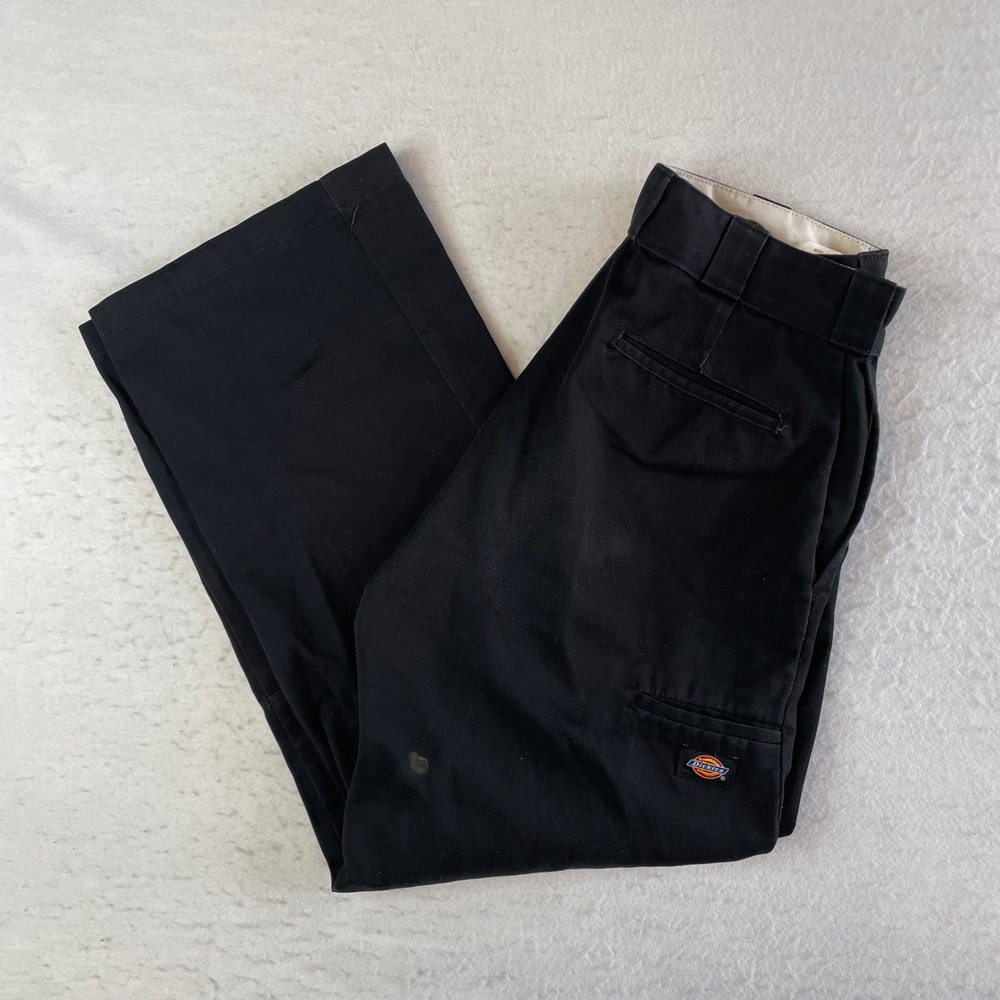 Dickies Double Knee Work Pants Mens 32x30 Black Loose Fit Straight Leg Cotton